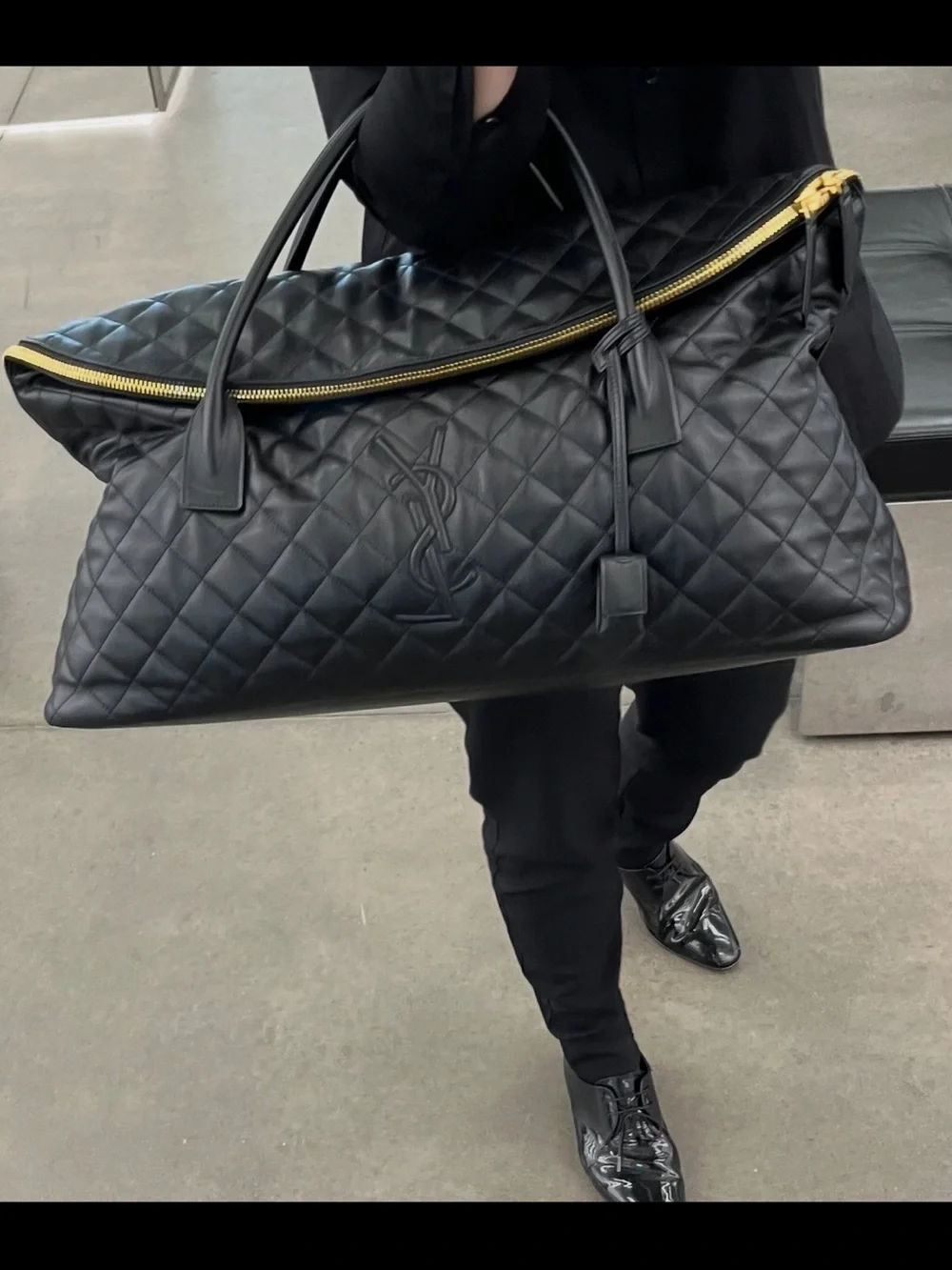 Saint Laurent YSL monogram ES giant Black Quilted Leather travel bag made Italy